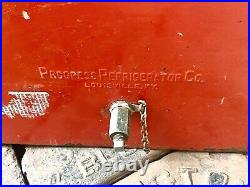 50's Progress Refrigeration Co. Portable Metal Ice Chest Cooler Box Coca-Cola Red