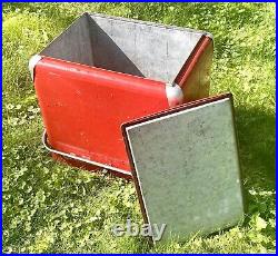 50's Progress Refrigeration Co. Portable Metal Ice Chest Cooler Box Coca-Cola Red