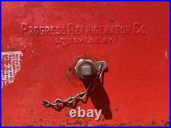 50's Progress Refrigeration Co. Portable Metal Ice Chest Cooler Box Coca-Cola Red