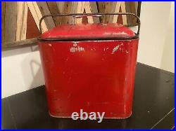 50's Red Pleasure Chest Metal Cooler with Bottle Opener & Drain Vintage Antique