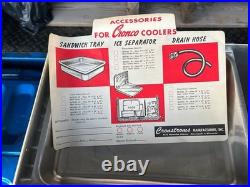 50's Schlitz Cooler Beer Metal Cronstroms Picnic Ice Chest, Tray and Beach Towel