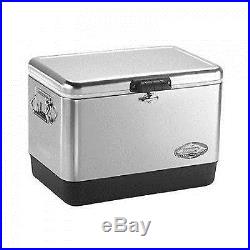 54 Quart Stainless Steel Belted Cooler Coleman Camping Ice Box Cooking Supplies