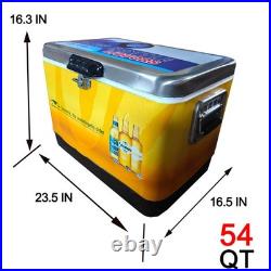 54Qt Large Capacity Heavy Duty Metal Cooler Box for Camping Fishing Pinnic BBQ