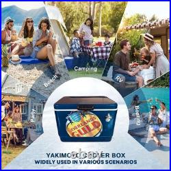 54Qt Portable Metal Ice Chest, Dark Blue, Beverage and Beer Cooler for Outdoor