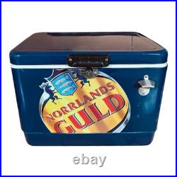54Qt Portable Metal Ice Chest, Dark Blue, Beverage and Beer Cooler for Outdoor