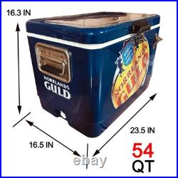 54Qt Portable Metal Ice Chest, Dark Blue, Beverage and Beer Cooler for Outdoor