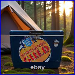 54Qt Portable Metal Ice Chest, Dark Blue, Beverage and Beer Cooler for Outdoor