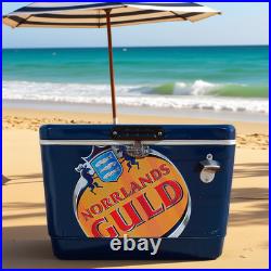 54Qt Portable Metal Ice Chest, Dark Blue, Beverage and Beer Cooler for Outdoor