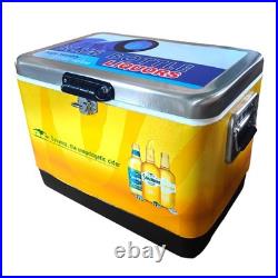 54Qt Stainless Steel Beach Cooler, Sand-Proof Outdoor Ice Box for Seaside Picnic
