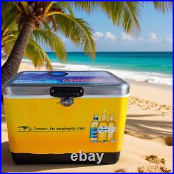 54Qt Stainless Steel Beach Cooler, Sand-Proof Outdoor Ice Box for Seaside Picnic