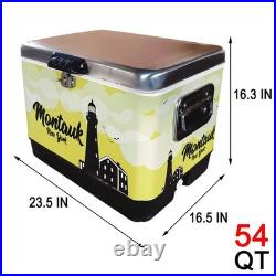 54Qt Stainless Steel Cooler, Insulated Portable Ice Chest for Camping, Tailgating