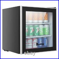 60Cans 1.6 Cu Ft Beverage Cooler Mini Fridge Stainless Steel Glass Door Beer Bar