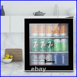60Cans 1.6 Cu Ft Beverage Cooler Mini Fridge Stainless Steel Glass Door Beer Bar