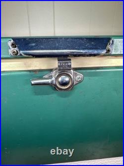 60s/70s Coleman Steel-Belted Cooler Green Metal Ice Chest with White Base