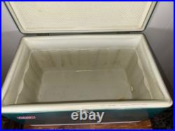 60s/70s Coleman Steel-Belted Cooler Green Metal Ice Chest with White Base