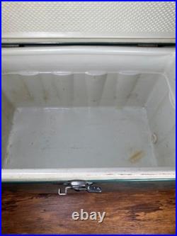 60s/70s Coleman Steel-Belted Cooler Green Metal Ice Chest with White Base