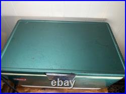 60s/70s Coleman Steel-Belted Cooler Green Metal Ice Chest with White Base