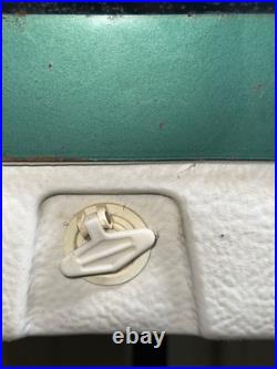 60s/70s Coleman Steel-Belted Cooler Green Metal Ice Chest with White Base