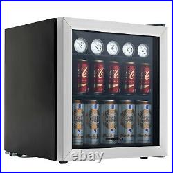 62 Can 1.6 Cu. Ft. Beverage Cooler & Refrigerator Mini Beer Fridge GlassDoor