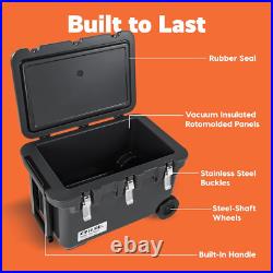 64Qt Wheeled Hard Cooler with Metal Buckles Insulated Ice Chest for Camping & Beac 64Qt Wheeled Hard Cooler with Metal Buckles Insulated Ice Chest for Camping & Beac