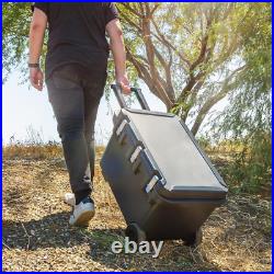 64Qt Wheeled Hard Cooler with Metal Buckles Insulated Ice Chest for Camping & Beac 64Qt Wheeled Hard Cooler with Metal Buckles Insulated Ice Chest for Camping & Beac