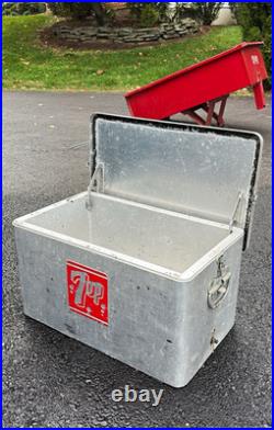 7 Up Vintage Metal(Best Offer) Cooler Ice Chest with Lid, Side Handles