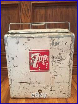 7-up Metal Soda Pop Bottle Cooler, Ice Chest, Vintage, Sign, Picnic, Antique