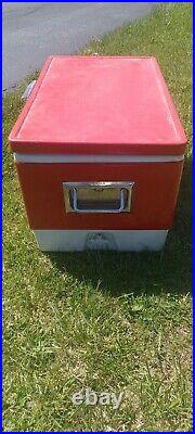 70s Red Metal Coleman Cooler Chest