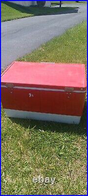 70s Red Metal Coleman Cooler Chest