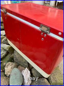 70s Red Metal Coleman Cooler Chest