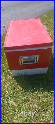 70s Red Metal Coleman Cooler Chest