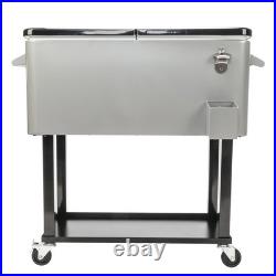 80 QT Rolling Cooler Cart Ice Chest for Outdoor Patio Deck Party Portable Party