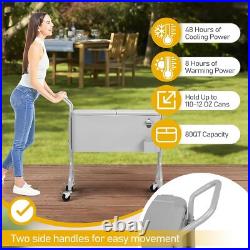 80 Qt Rolling Ice Chest, Portable Bar Drink Cooler withCatch Basin, Bottle Opener 80 Qt Rolling Ice Chest, Portable Bar Drink Cooler withCatch Basin, Bottle Opener