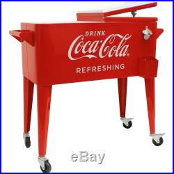 80-Quart Retro Coca Cooler Refreshing Ice Chest Storage Metal Red New