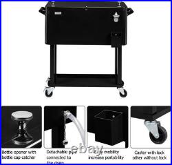 80 Quart Rolling Ice Chest, Portable Patio Party Bar Drink Cooler Cart, Shelf 80 Quart Rolling Ice Chest, Portable Patio Party Bar Drink Cooler Cart, Shelf
