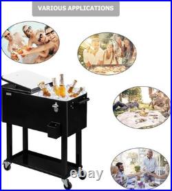 80 Quart Rolling Ice Chest, Portable Patio Party Bar Drink Cooler Cart, Shelf 80 Quart Rolling Ice Chest, Portable Patio Party Bar Drink Cooler Cart, Shelf