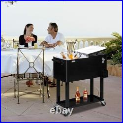 80 Quart Rolling Ice Chest, Portable Patio Party Bar Drink Cooler Cart, Shelf 80 Quart Rolling Ice Chest, Portable Patio Party Bar Drink Cooler Cart, Shelf