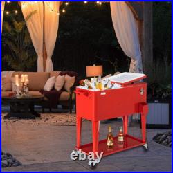 80 Quart Rolling Ice Chest on Wheels, Portable Patio Party Bar Drink Cooler Cart 80 Quart Rolling Ice Chest on Wheels, Portable Patio Party Bar Drink Cooler Cart
