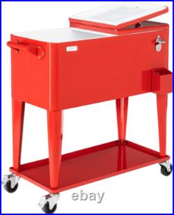 80 Quart Rolling Ice Chest on Wheels, Portable Patio Party Bar Drink Cooler Cart 80 Quart Rolling Ice Chest on Wheels, Portable Patio Party Bar Drink Cooler Cart