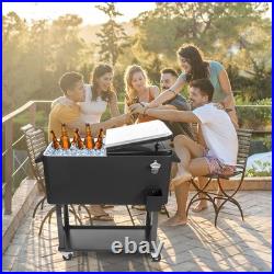 80Qt Outdoor Rolling Cooler Cart Ice Beer Beverage Chest Party Drink Camping US