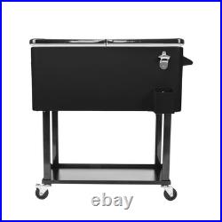 80Qt Outdoor Rolling Cooler Cart Ice Beer Beverage Chest Party Drink Camping US