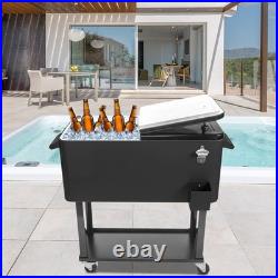 80Qt Outdoor Rolling Cooler Cart Ice Beer Beverage Chest Party Drink Camping US