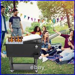 80Qt Outdoor Rolling Cooler Cart Ice Beer Beverage Chest Party Drink Camping US