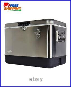 85Can Travel Cooler Stainless Steel Ice Chest with Bottle Opener for Car Camping