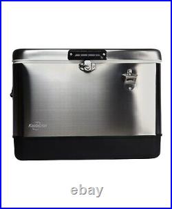 85Can Travel Cooler Stainless Steel Ice Chest with Bottle Opener for Car Camping