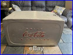 A Vintage 1950'S silver metal coca cola coke cooler with handles