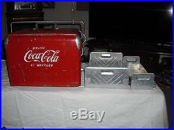 ANTIQUE COCA COLA COOLER DRINK COCA COLA IN BOTTLES With TWO METAL INSERTS