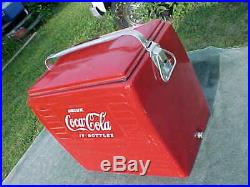 Action Vintage COCA COLA COKE Metal Picnic Cooler in Very Good Used Condition Rd