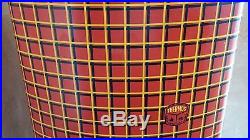 Antique 1950's Thermos Oval Picnic Cooler Red Plaid Tartan Metal Faux Stitch