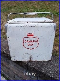 Antique Canada Dry Metal Cooler, Pre-owned, Pull Out Tray, 17x 16 X 13. Handle